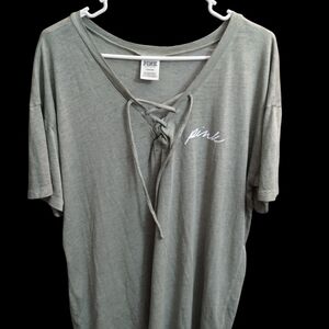 PINK Victoria's Secret Lace-Up Top in Light Green